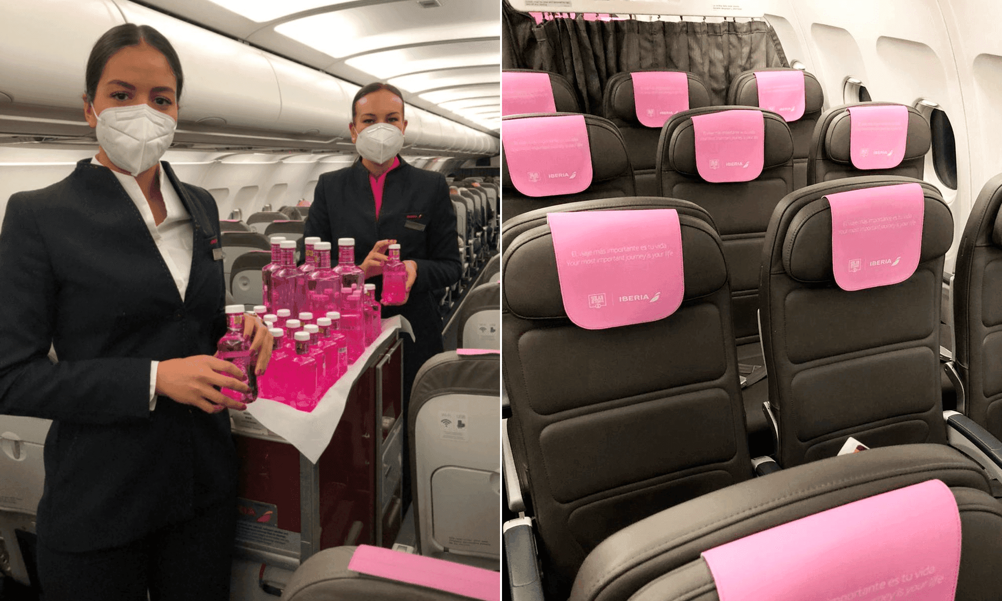 Iberia tiñó de rosa el interior de varios vuelos nacionales en reconocimiento al Día Mundial Contra el Cáncer de Mama 1